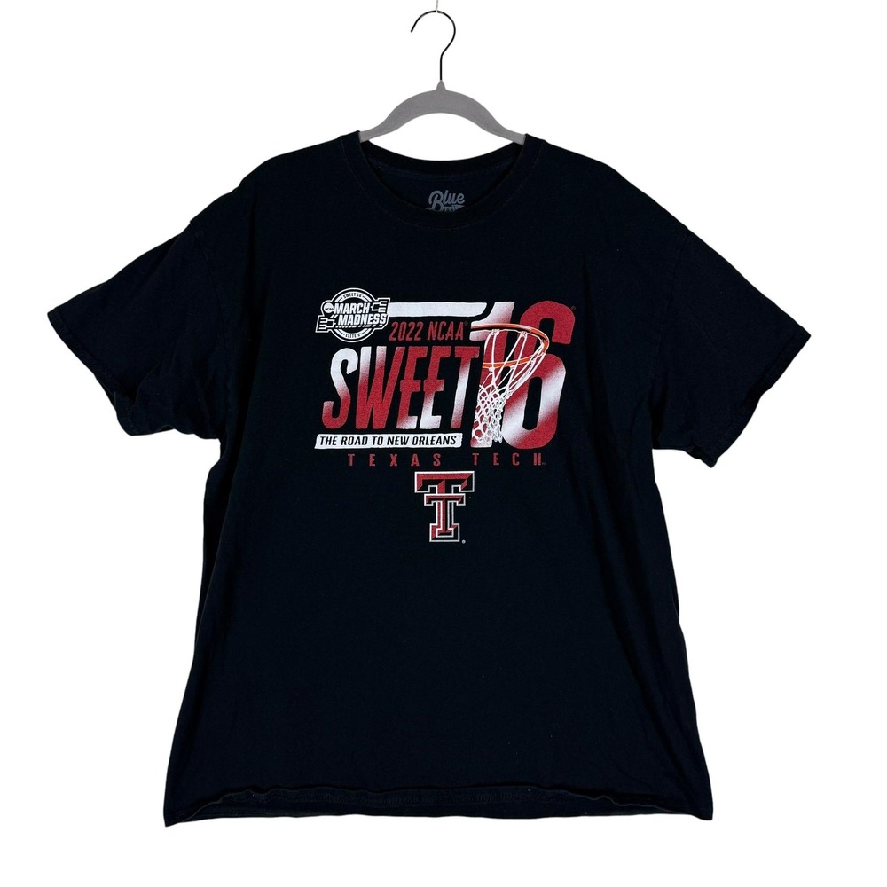 Texas Tech Red Raiders Shirt Mens XL Black NCAA Basketball Blue 84 2022 Sweet 16